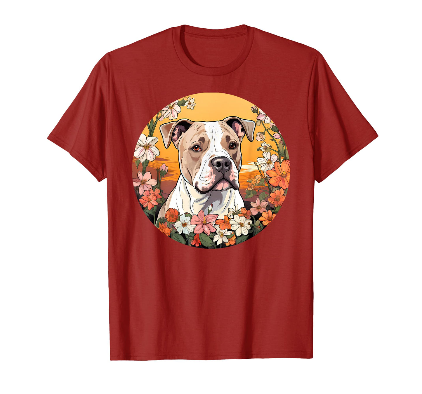 Cute American Bulldog Mountain Flower Meadow Dog Mom T-Shirt for Men Women Kids