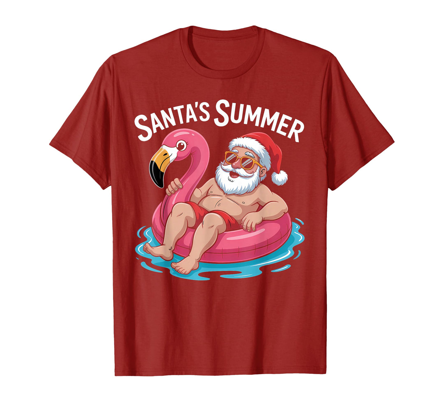Christmas In July Santa Flamingo Summer Xmas Boys Kids T-Shirt