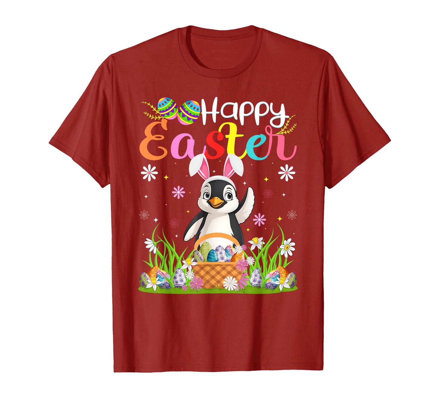Penguin Happy Easter Egg Hunt Bunny Ear Penguin Easter T-Shirt