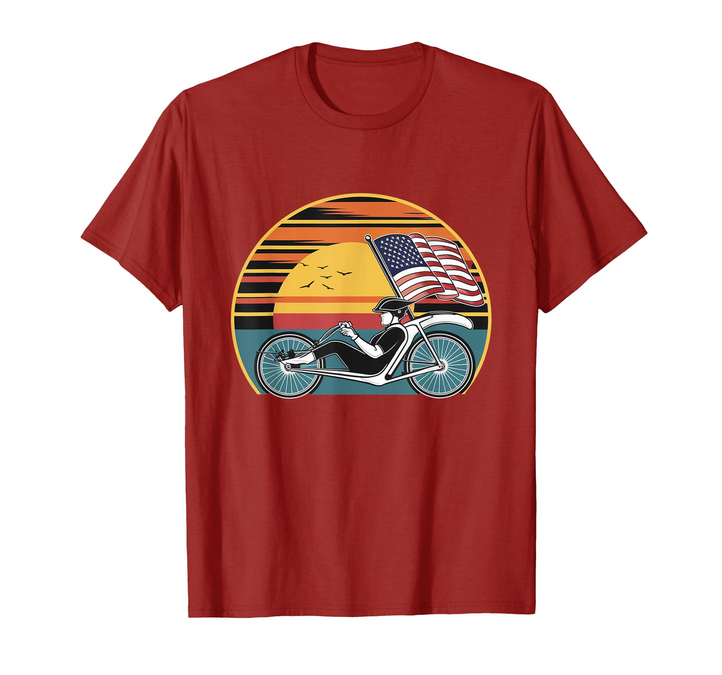Vintage Recumbent Trike American Flag T-Shirt