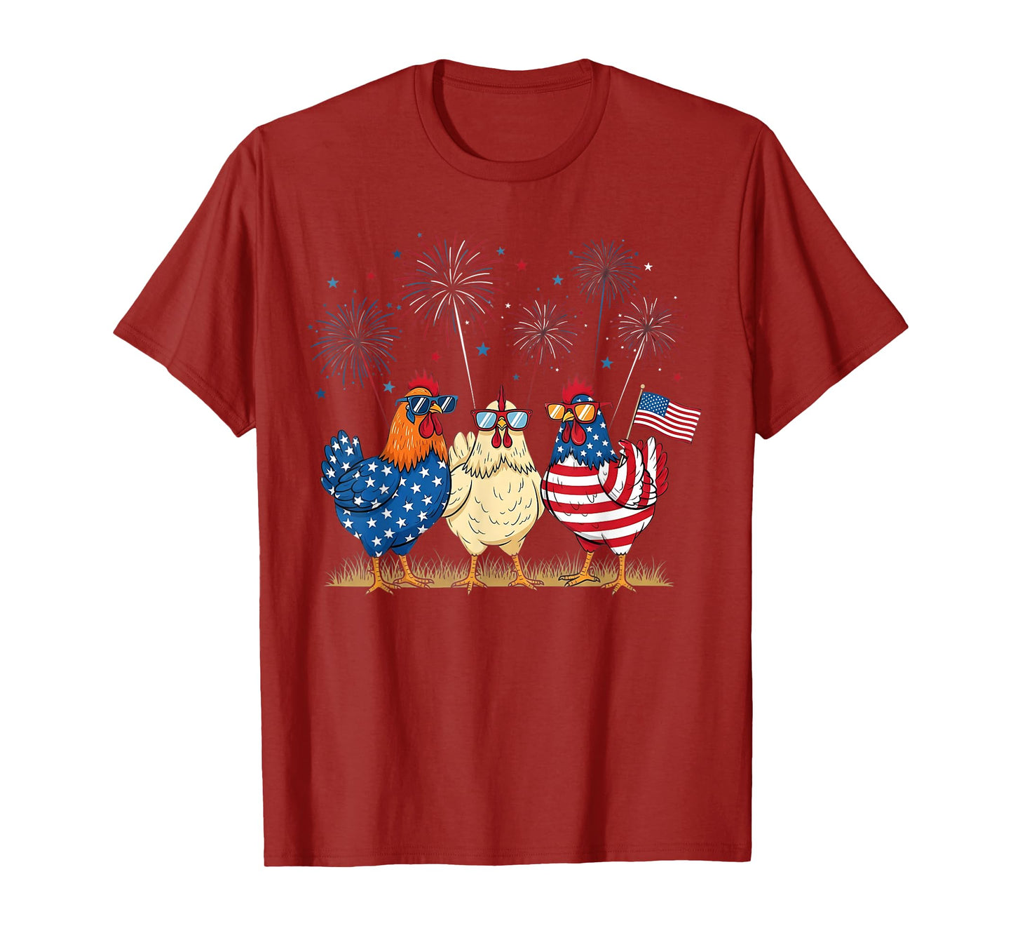 Patriotic Chicken Squad July 4th Humor American Flag Women T-Shirt