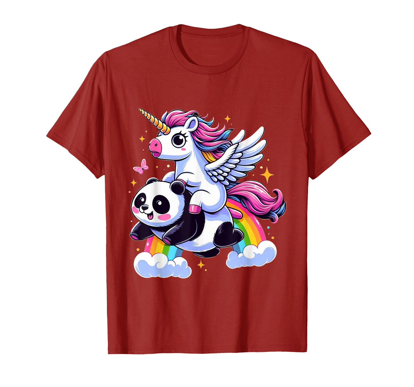 Unicorn Riding Panda Boys Girls Men Women Kids Rainbow T-Shirt