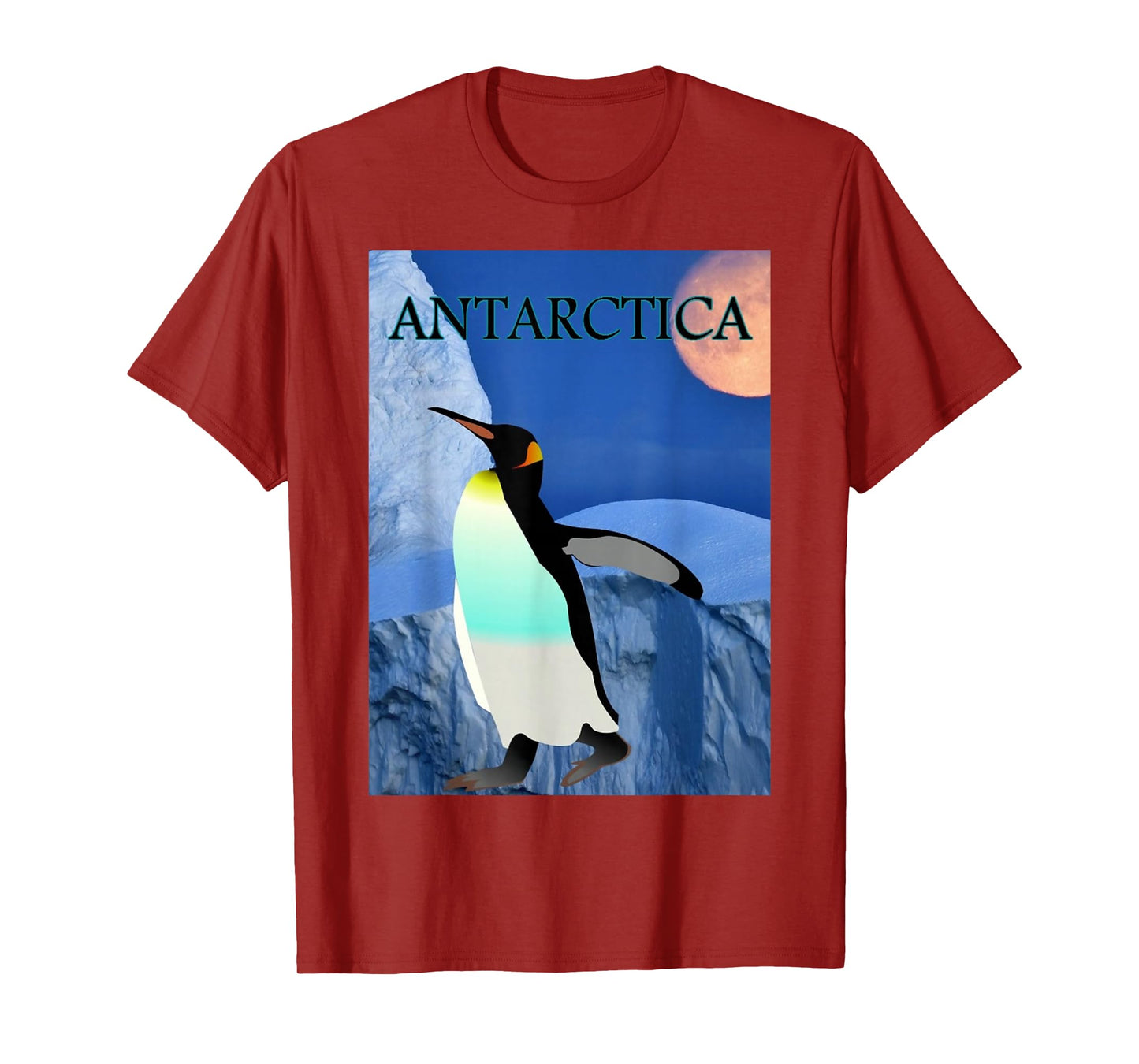 Antarctica Glacier with Penguin and Chill Out Moon T Shirt T-Shirt