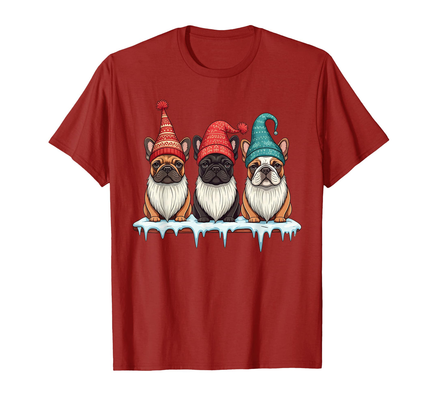 Funny French Bulldog Gnomies Christmas Gnome Womens Mens T-Shirt