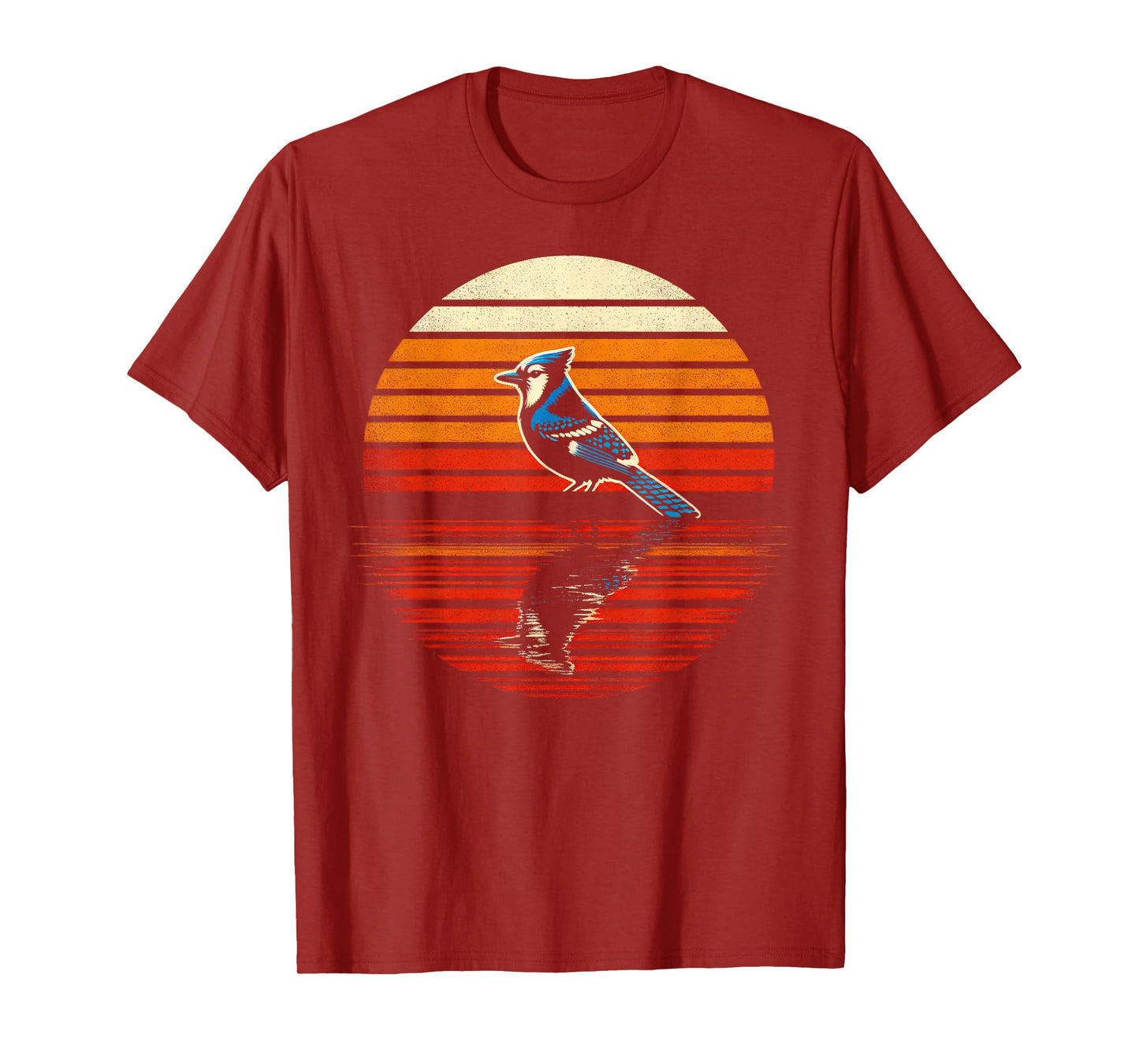 Blue Jay Bird Sunset Retro Style Safari Vintage 70s T-Shirt
