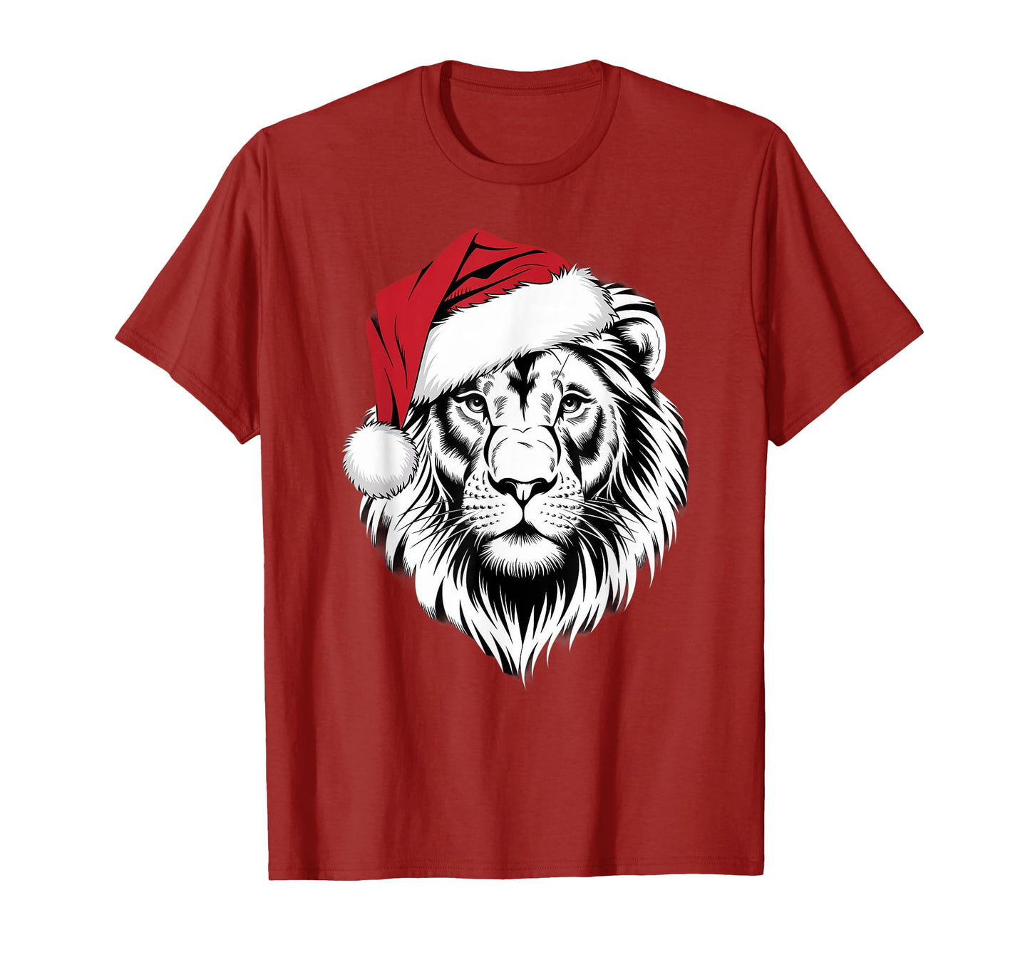 Joyful Lion Santa on Lion Christmas T-Shirt