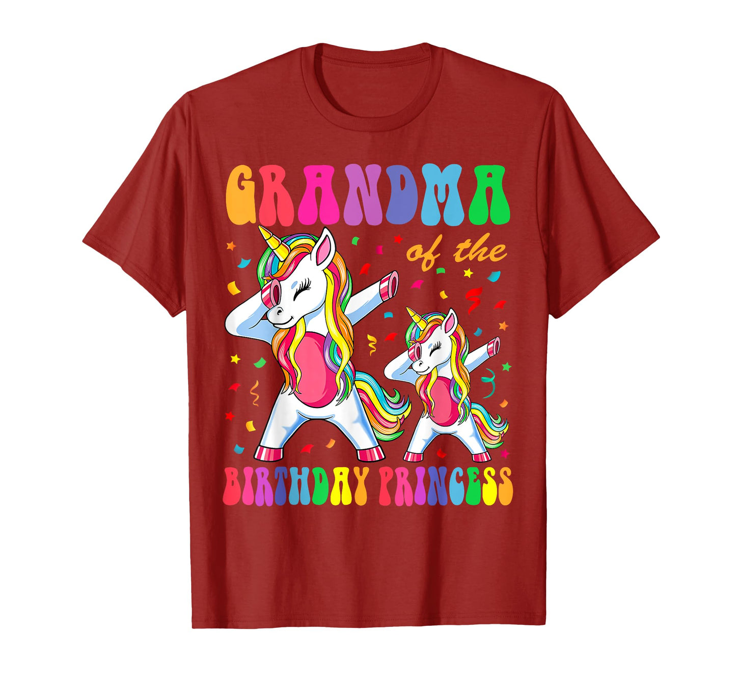 Grandma of the Birthday Princess Girl Dabbing Unicorn Family T-Shirt