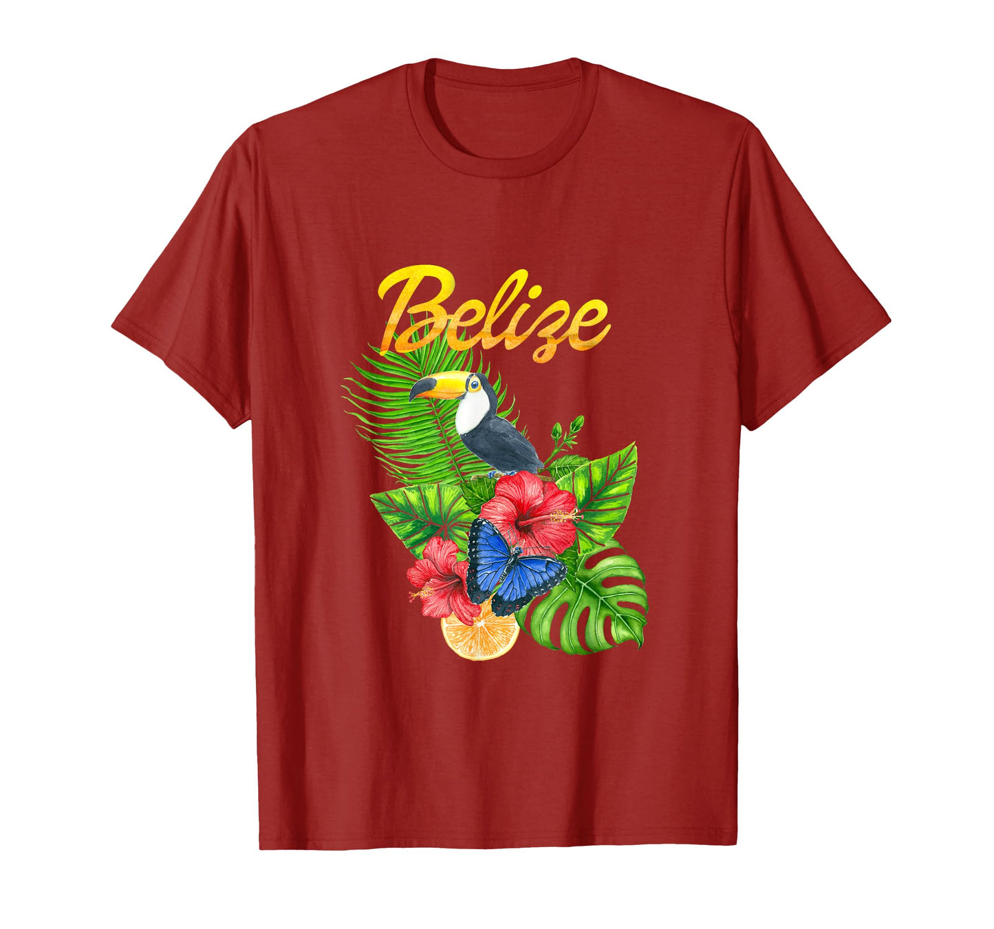 Toucan Bird Tropical Flowers Belize Travel Souvenir T-Shirt