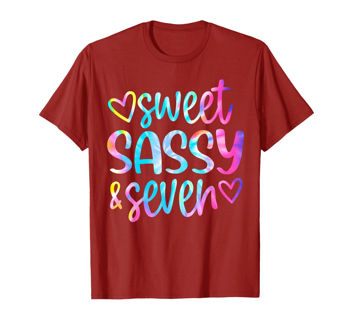 Sweet Sassy and Seven Girls Birthday Tie Dye 7 Year Old Kids T-Shirt