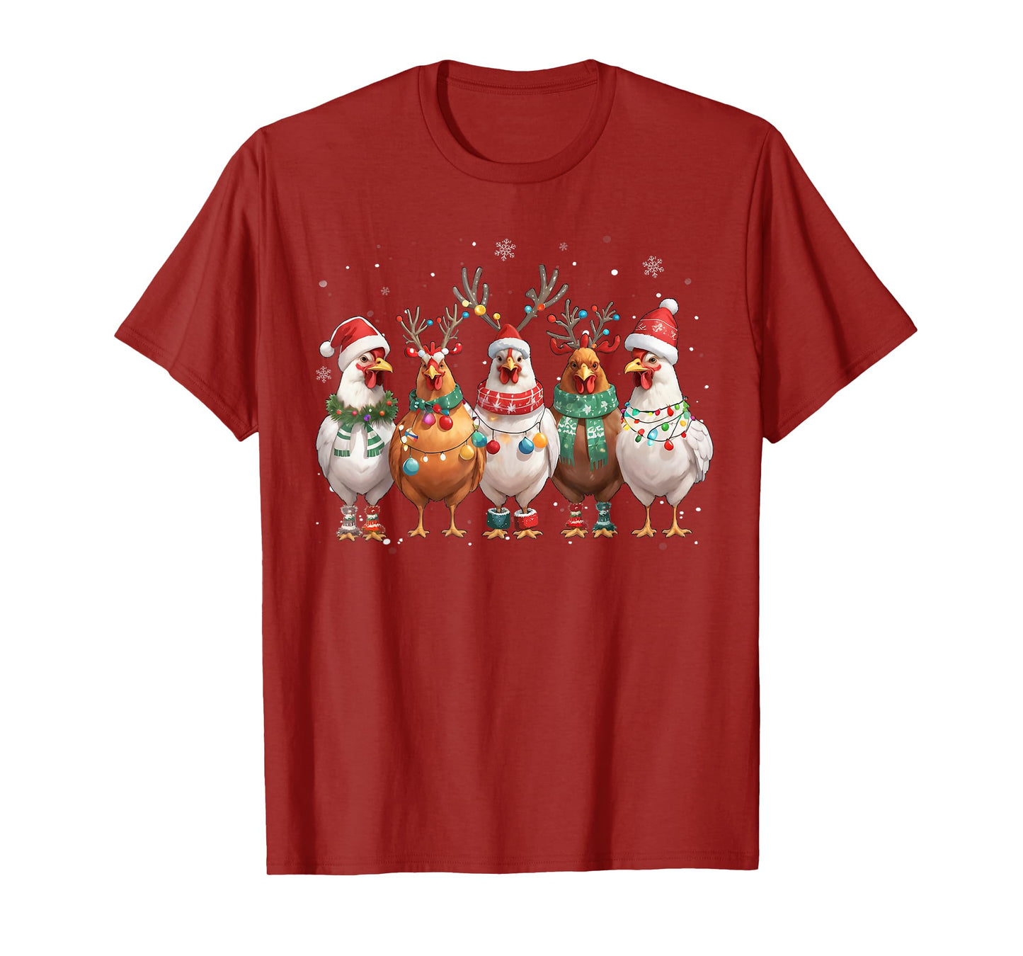Christmas Lights Chicken Santa Funny Xmas Tree T-Shirt