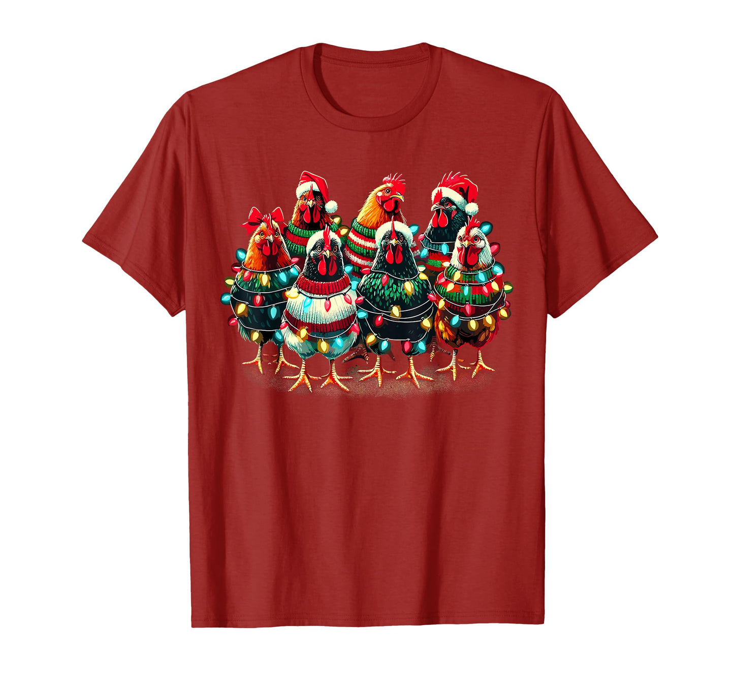 Chicken Christmas Lights Farm Animal Cute Xmas T-Shirt