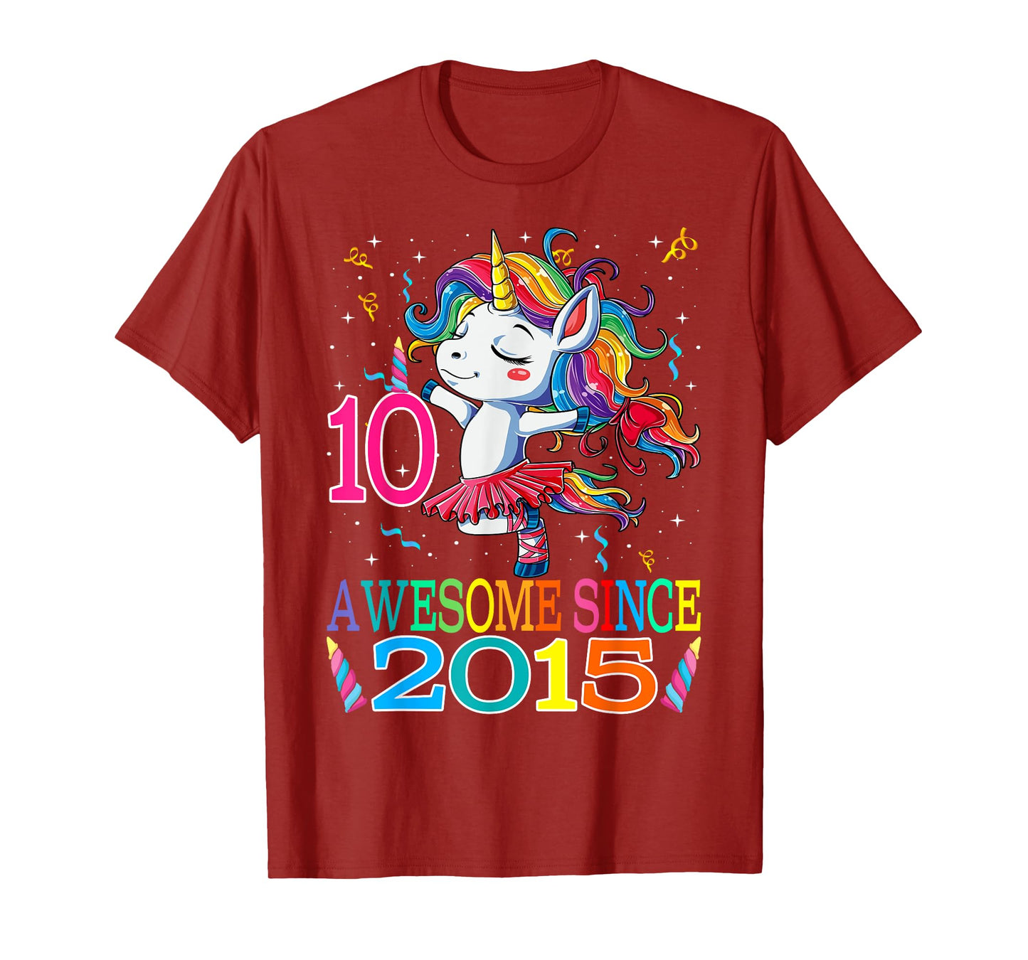 Dancing Unicorn 10 Year Old 10th Birthday Girl Unicorn Party T-Shirt