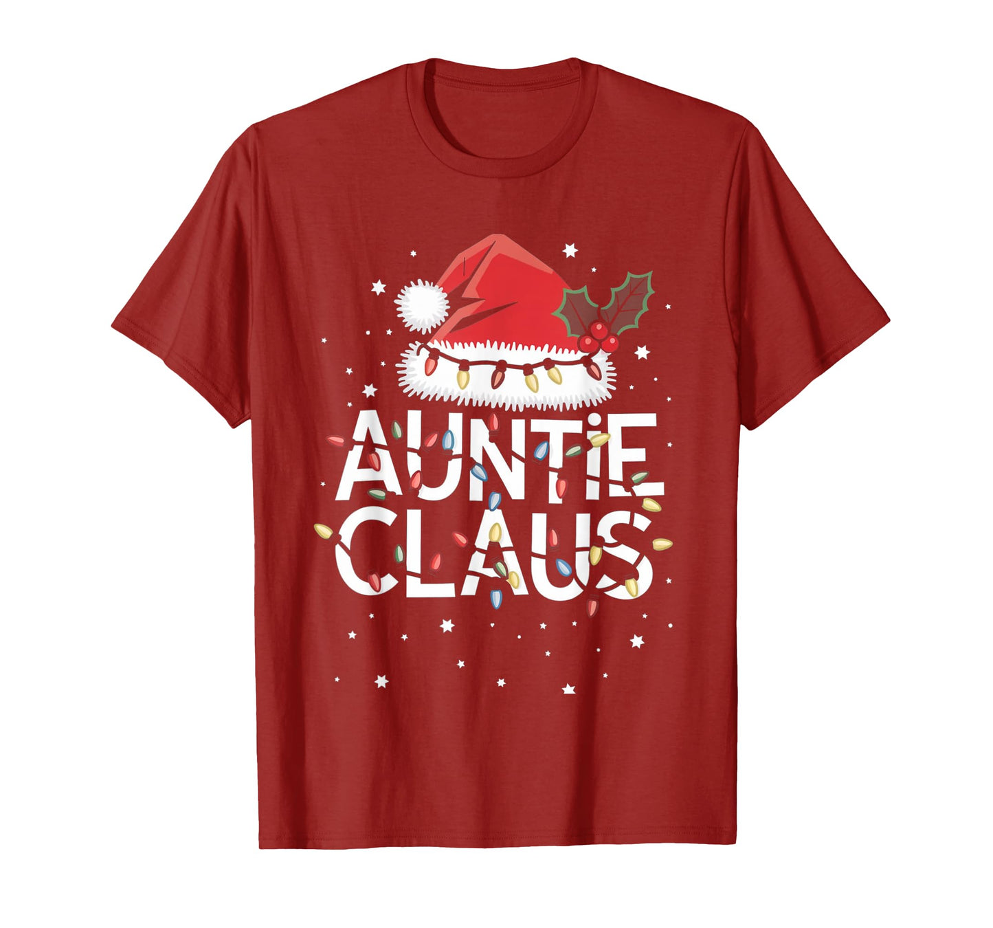 Auntie Claus Christmas Lights Pajama Family Matching Gifts T-Shirt