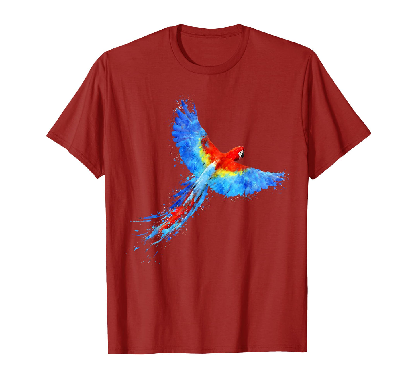 Watercolour colourful scarlet macaw parrot bird painting T-Shirt