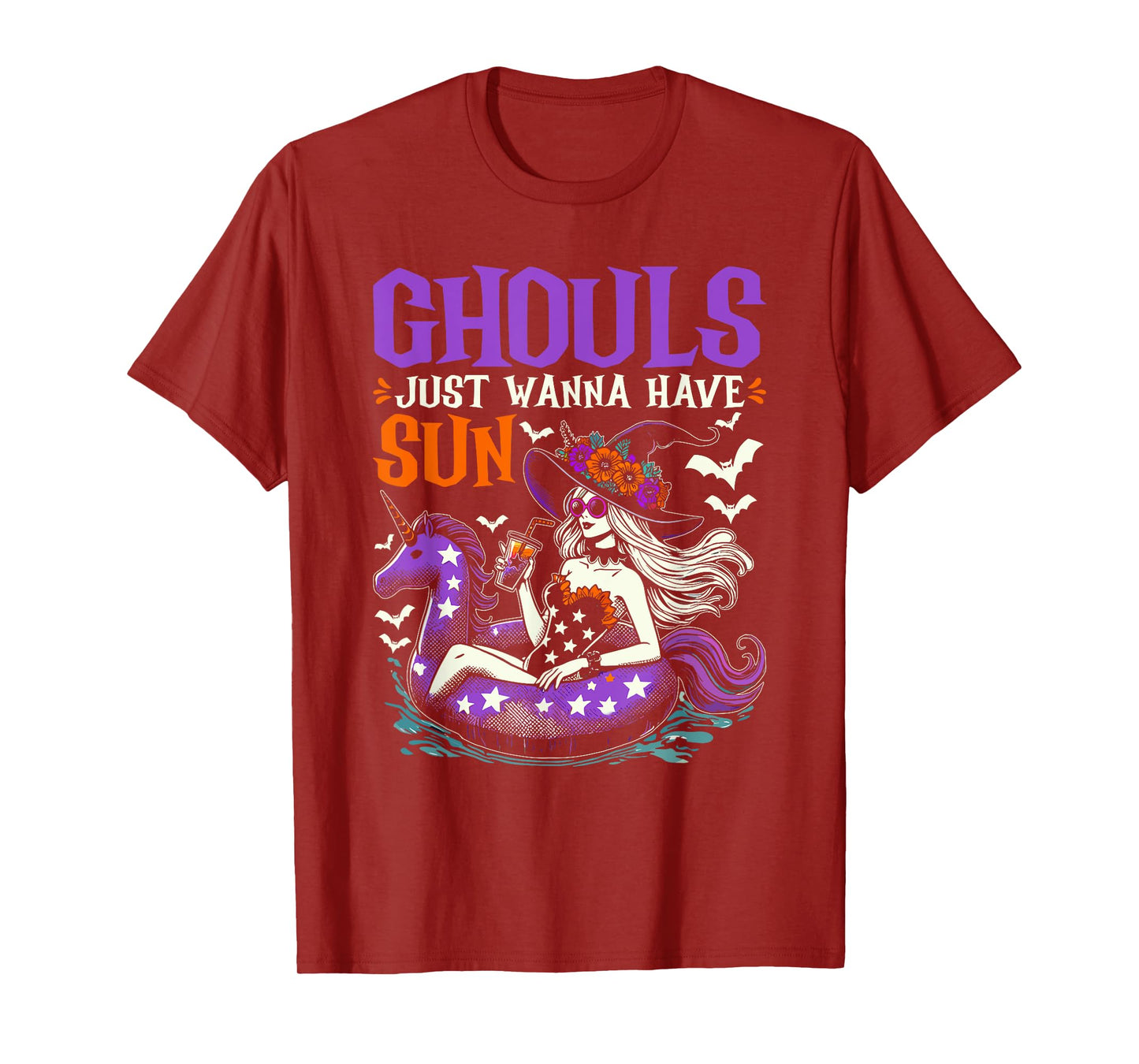 Summerween Summer Halloween Unicorn Float Witch Ghoul T-Shirt