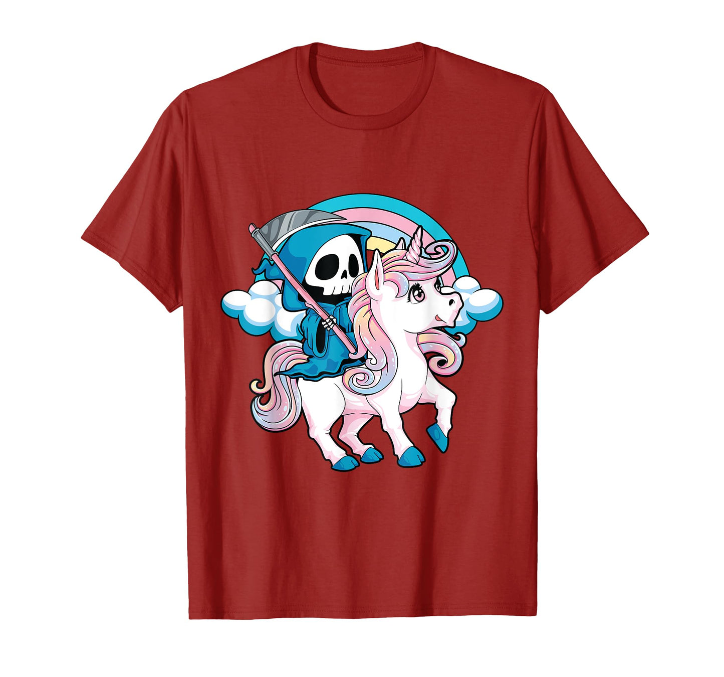 Kawaii Pastel Goth Cute Creepy Halloween Unicorn Grim Reaper T-Shirt