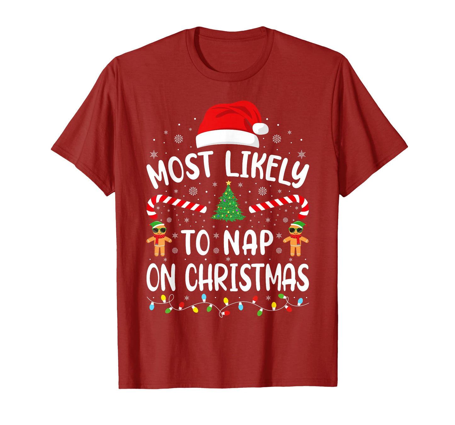Most Likely to Nap On Christmas Family Matching Xmas Tree T-Shirt