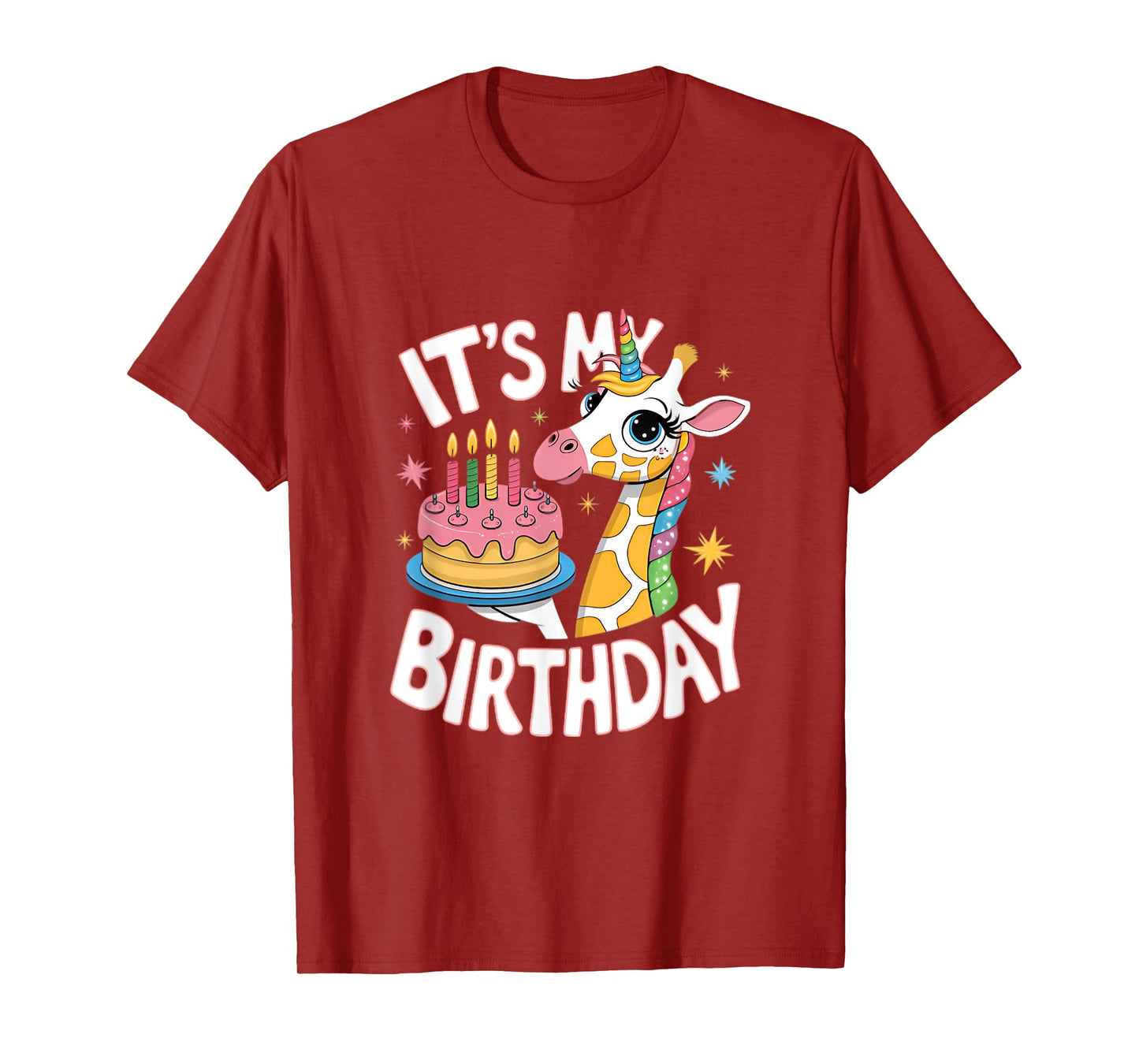 It's My Birthday Cute Giraffe Unicorn Kids Girls Birthday T-Shirt