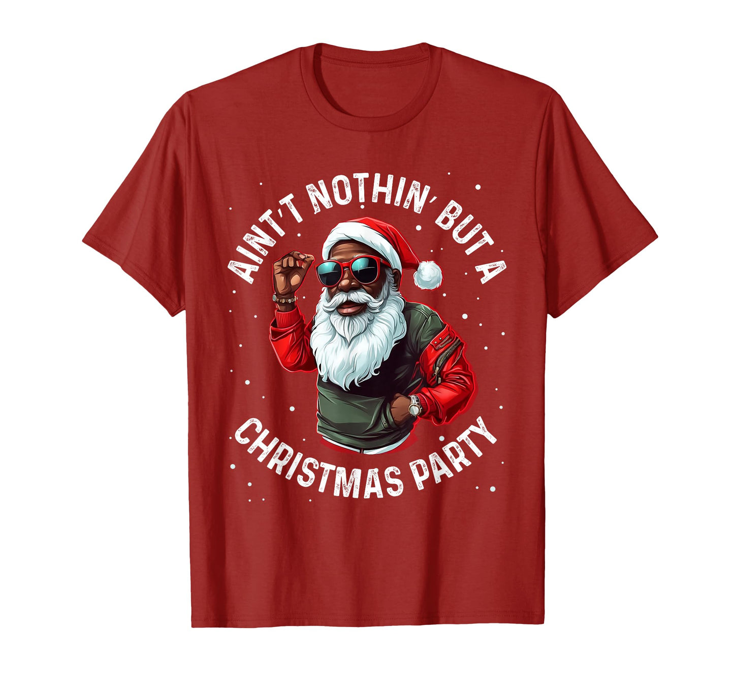 African American Santa Claus Christmas Pajama Men and Women T-Shirt