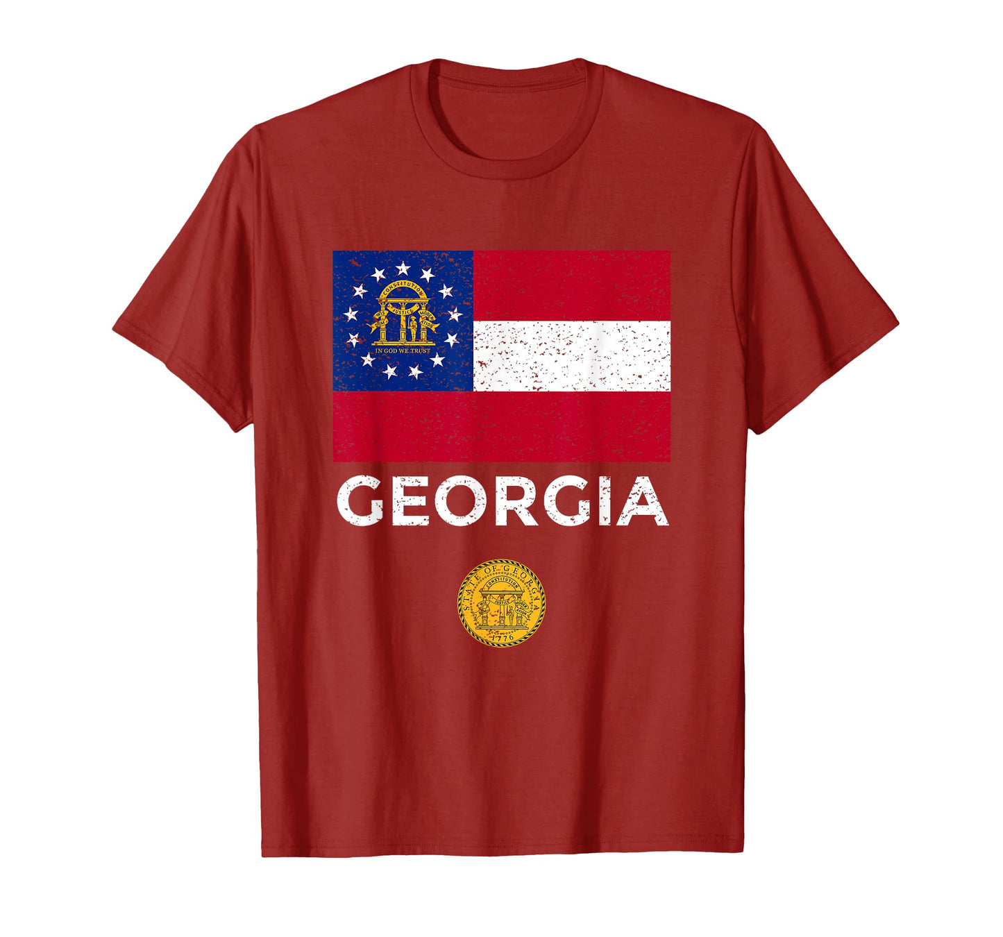 Georgia State Flag T-Shirt with Seal - Vintage Distressed T-Shirt