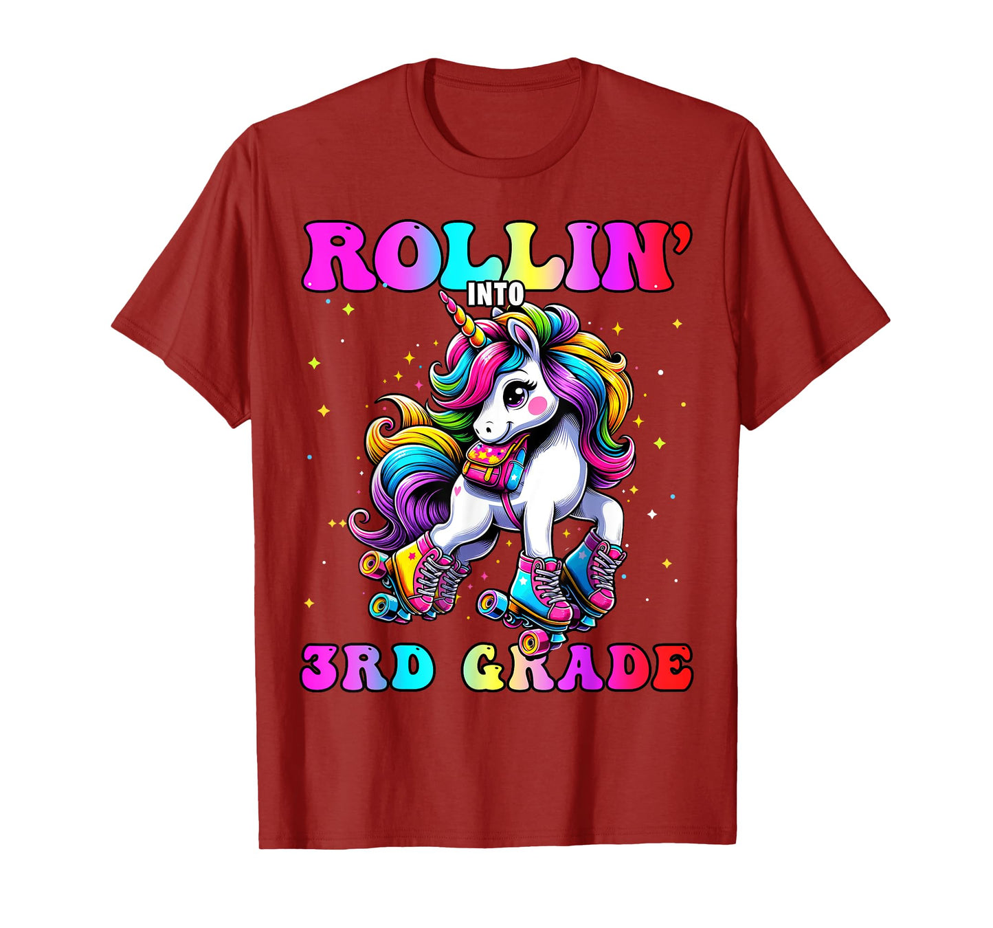 3rd Grade Back To School First Day Girl Rollin Unicorn T-Shirt