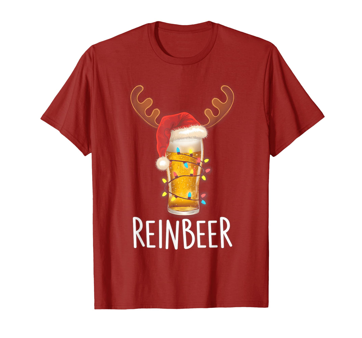 Winedeer Reinbeer Santa Hat Reindeer Couple Xmas Matching T-Shirt