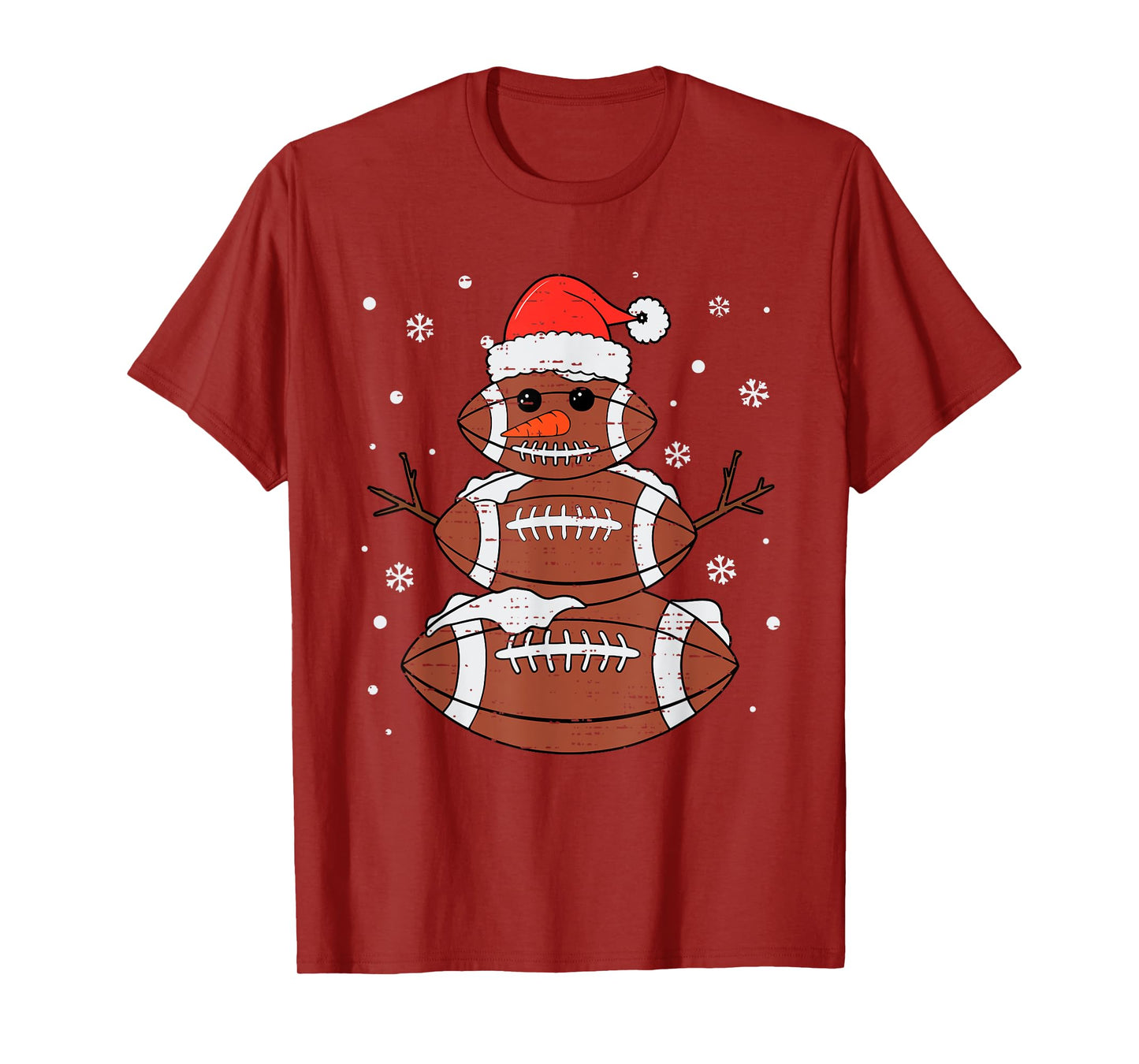 Christmas Football Snowman Hat Santa Xmas Sport Men Boy Kids T-Shirt