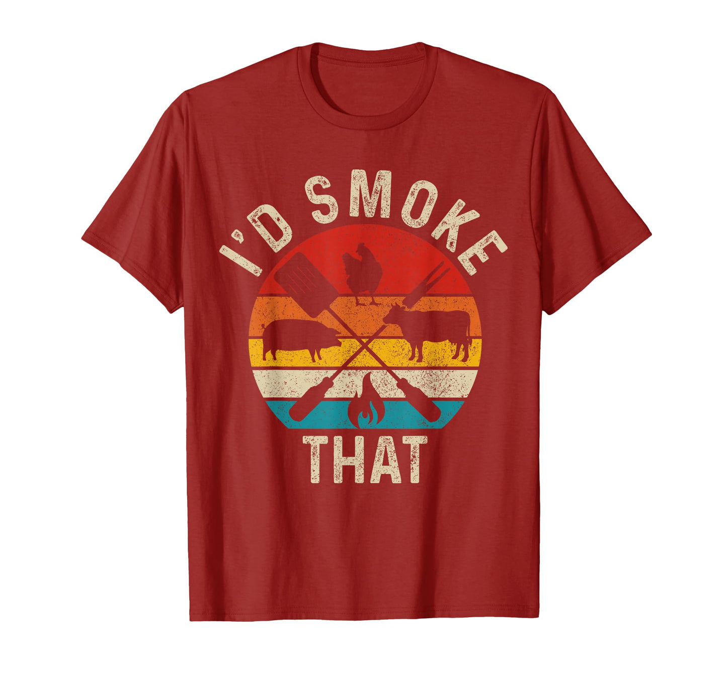 Chef Butcher BBQ I'd Smoke That Funny Father's Day Vintage T-Shirt