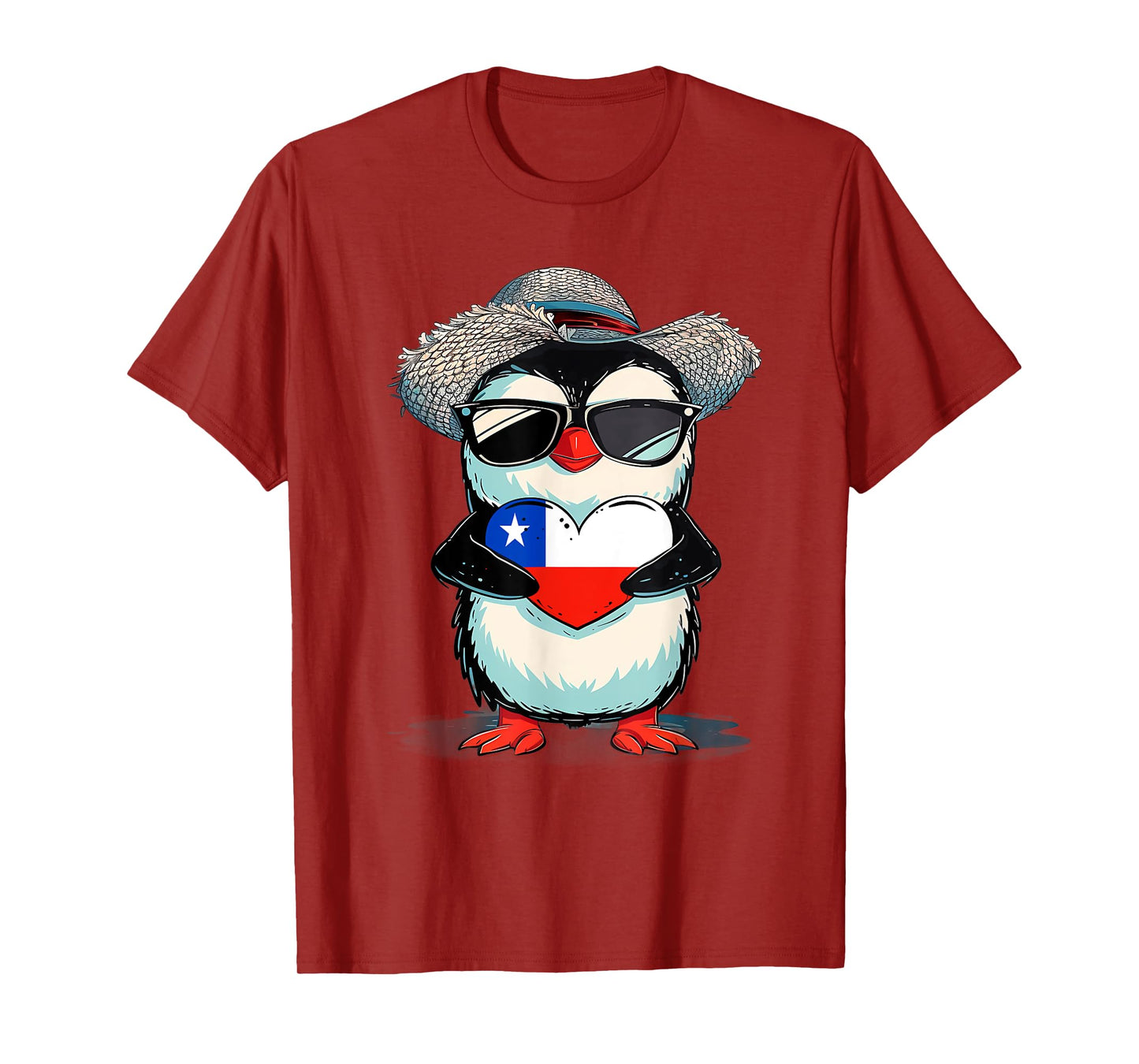 Chilean Flag Heart Penguin Chilean Pride Chilean Roots Chile T-Shirt