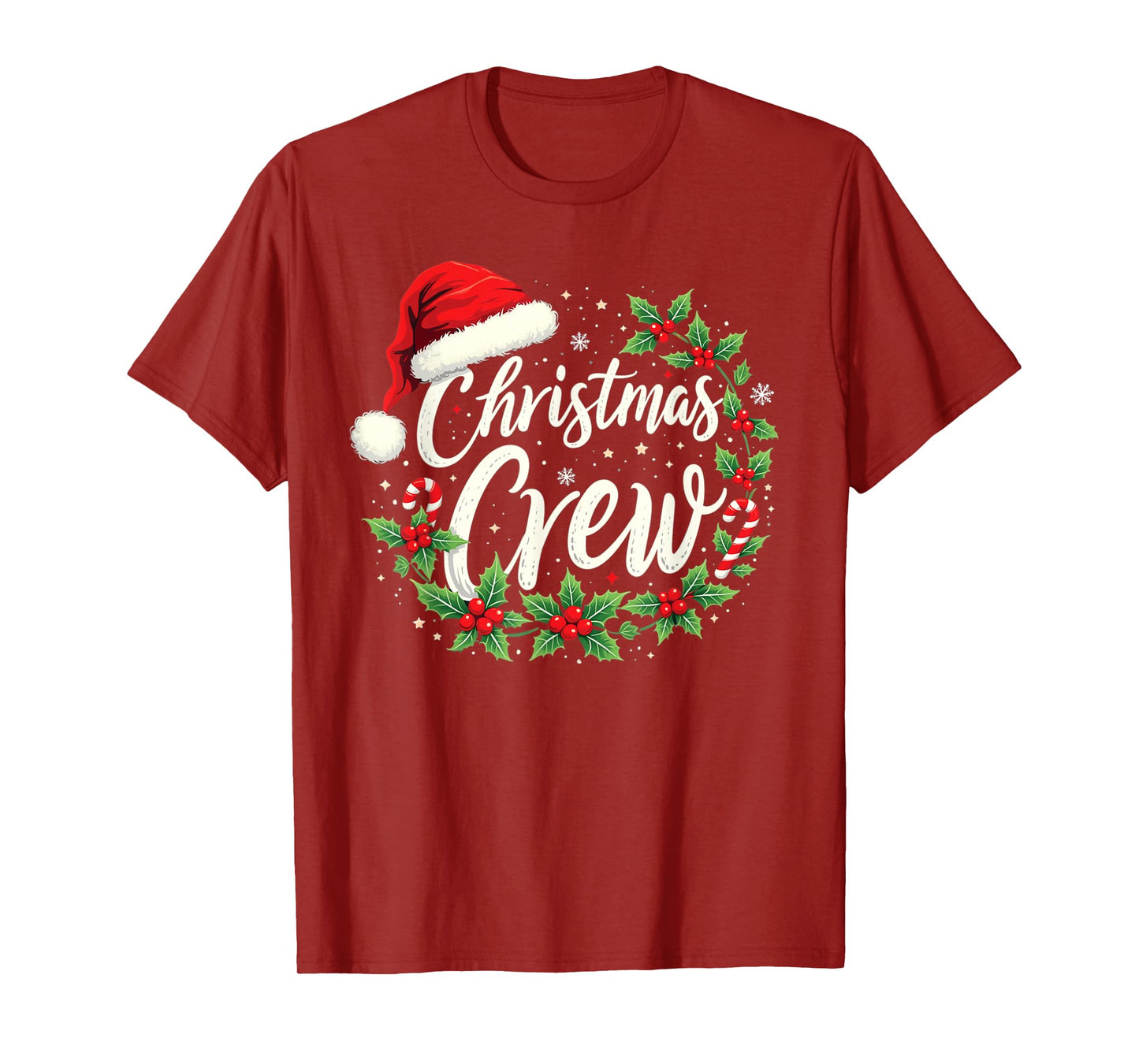 Christmas Crew Family Matching Unisex Adults Kids Black Solid Crew Neck Short Sleeve T-Shirt Holiday Party Shirt