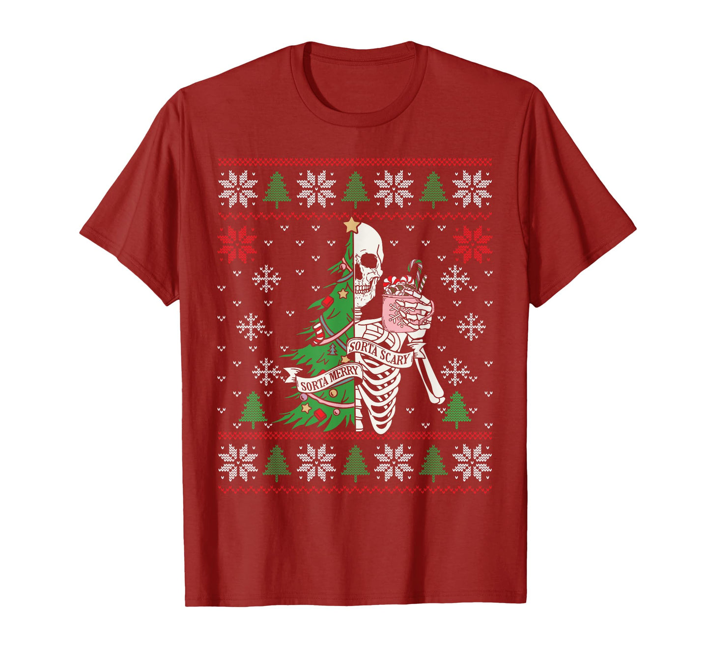 Christmas Vibes Xmas Skeleton Sorta Merry Sorta Scary Gothic T-Shirt