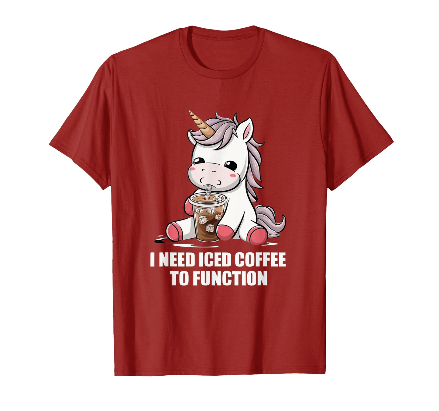 I Need Iced Coffee to Function Cute Unicorn Coffee Lover T-Shirt