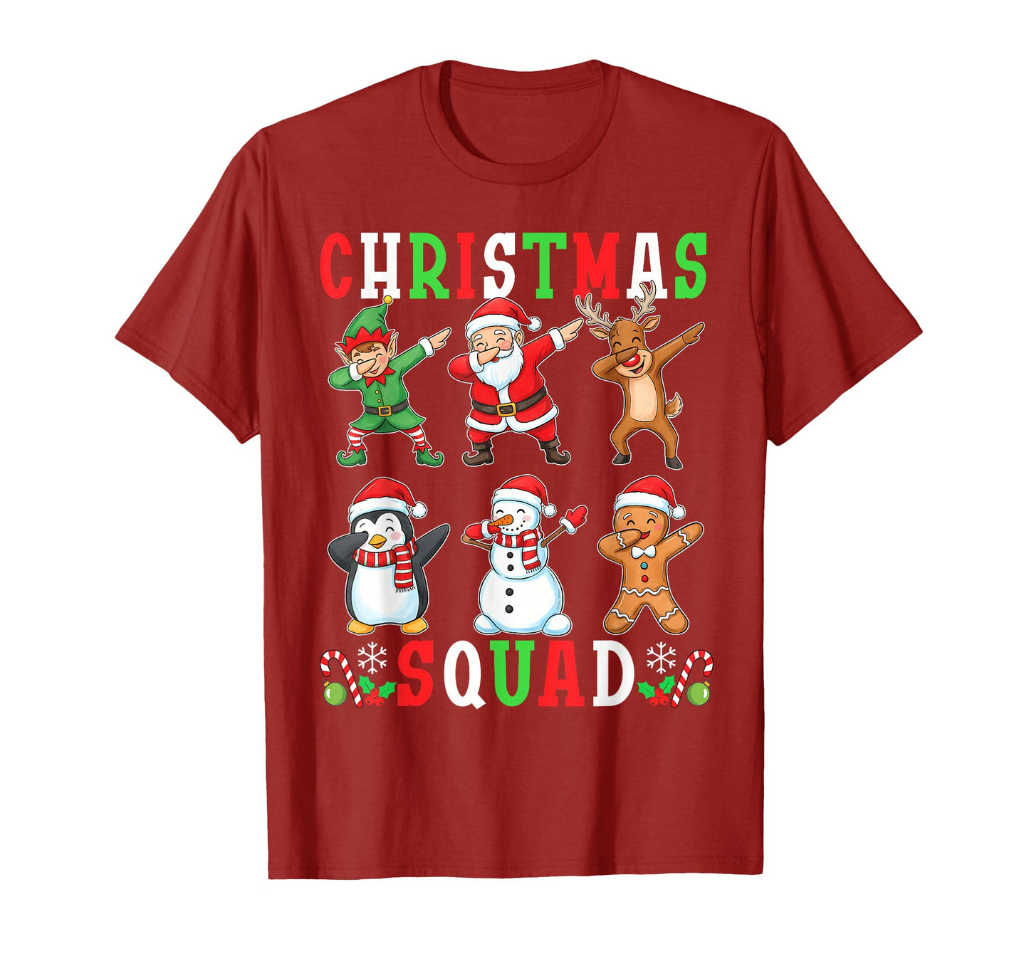Christmas Squad Funny Matching Santa Reindeer Snowman Dab T-Shirt
