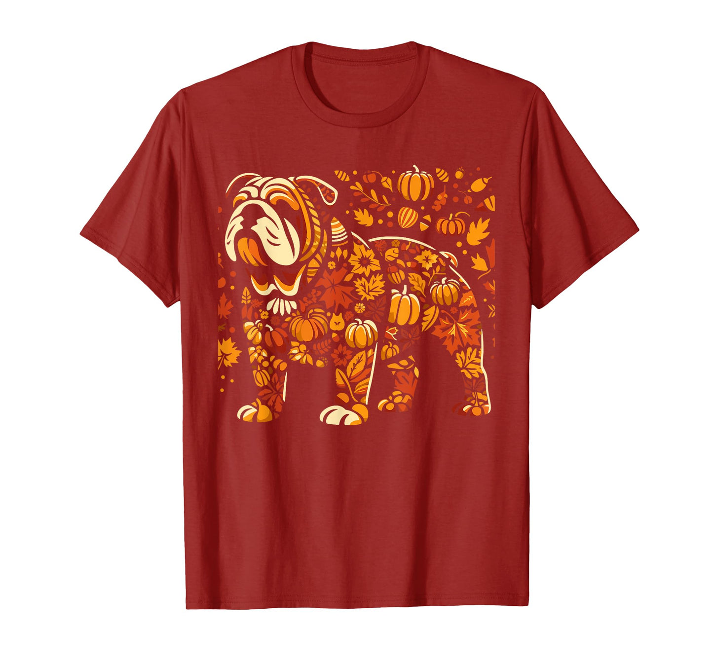 Autumn Pumpkin Fall English Bulldog Thanksgiving Womens Mens T-Shirt