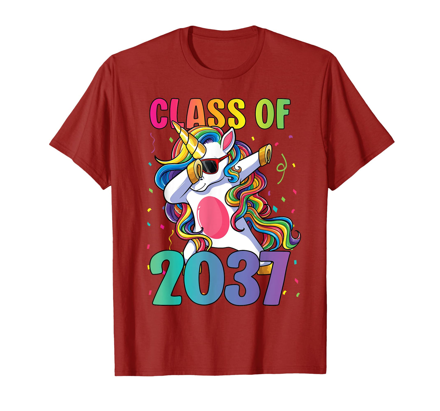 Class of 2037 Shirt Girls Kids Dabbing Unicorn Grow With Me T-Shirt