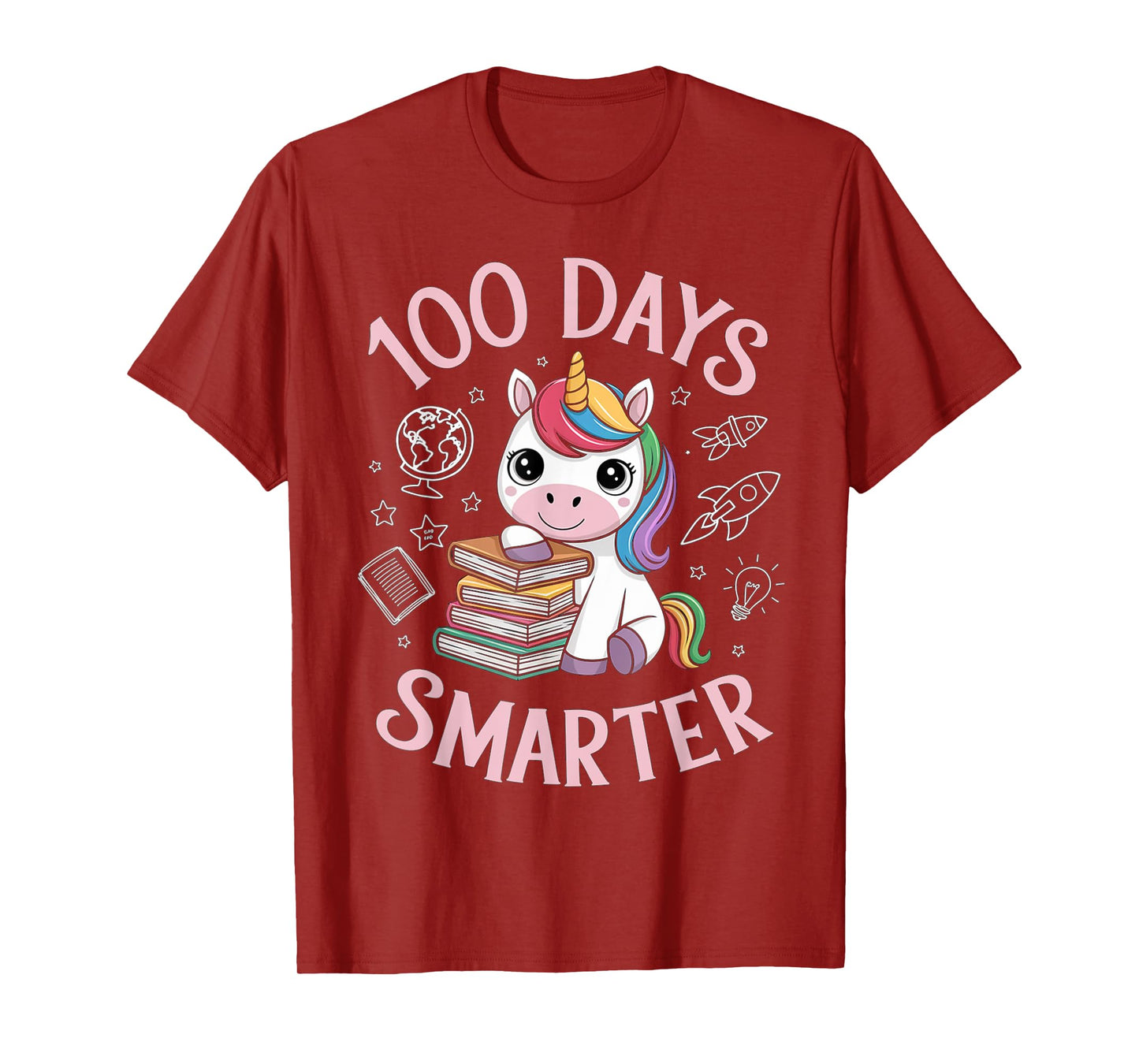 100 Days Smarter Happy 100th Day Of School Unicron Girls T-Shirt