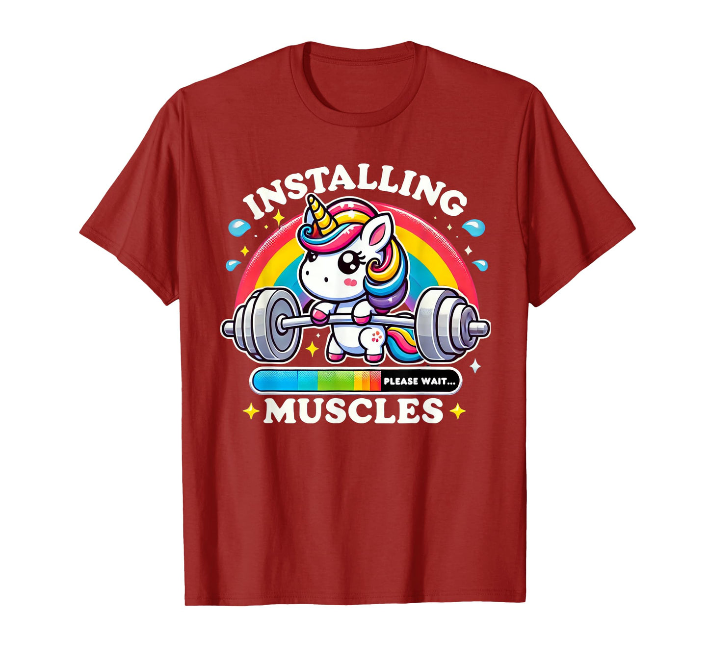 Installing Muscles Unicorn Workout Motivation Funny Gym T-Shirt