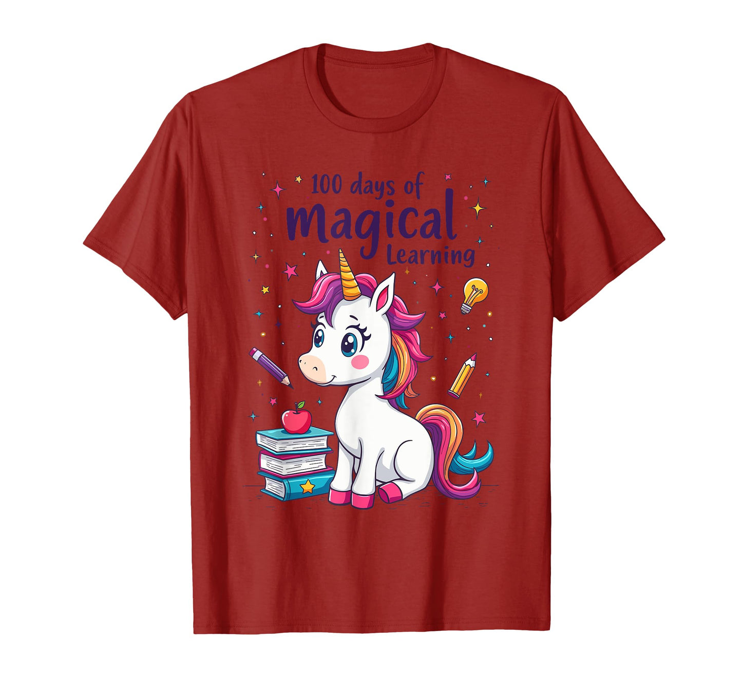 100th Day Kindergarten Kids Girls Unicorn 100 Days Of School T-Shirt