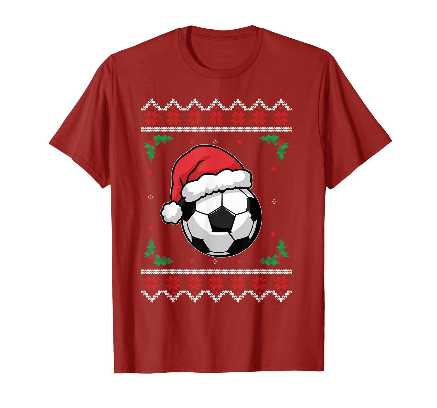 Christmas Santa Football Xmas Ugly Soccer Boys Kid Youth T-Shirt