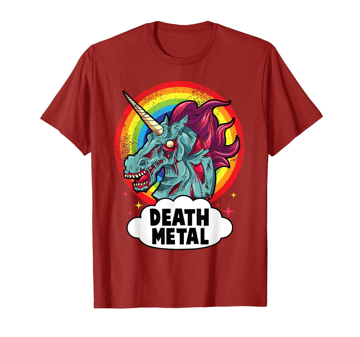 Death Metal Unicorn Rainbow Rocker Emo Zombie. T-Shirt
