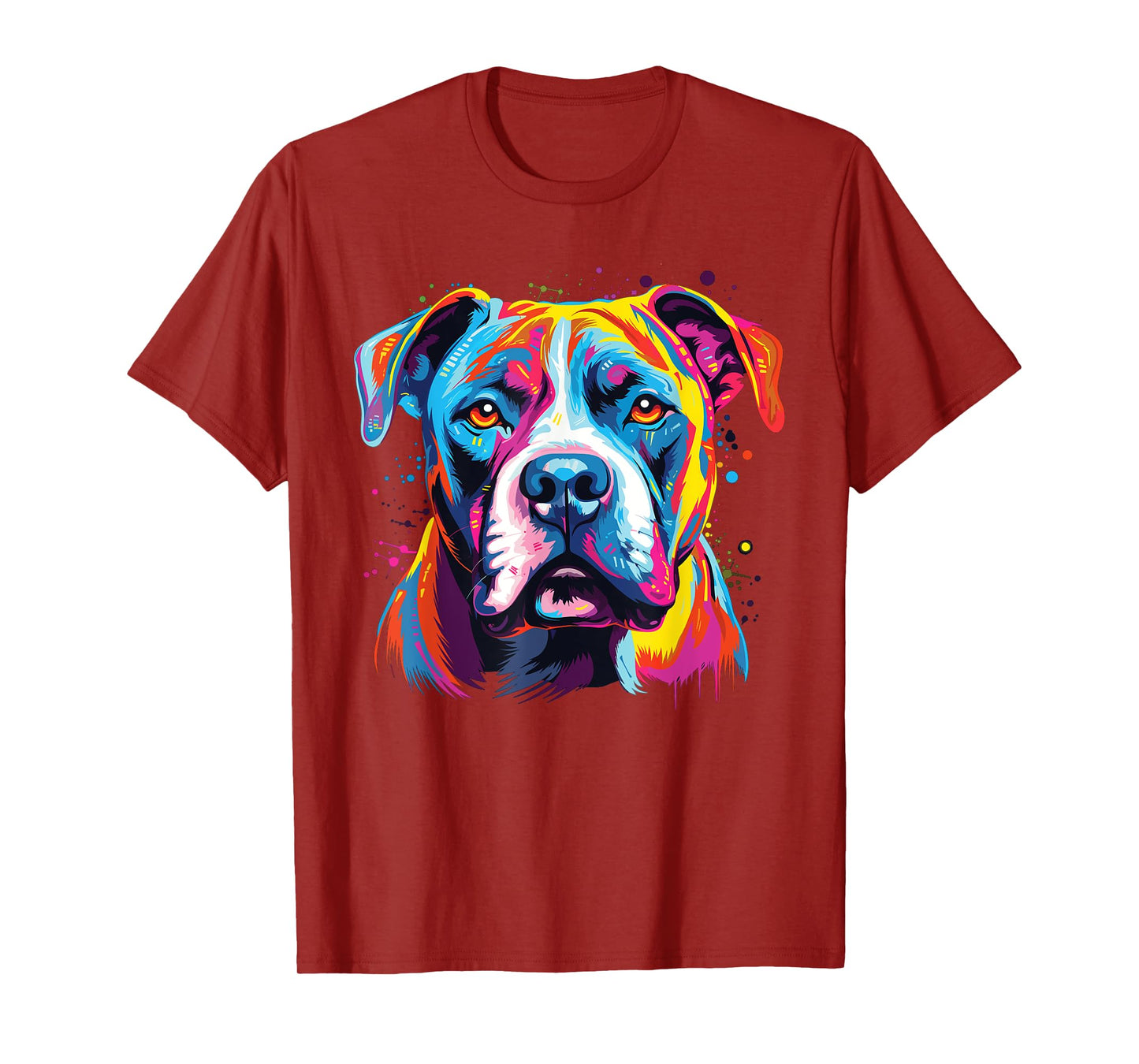 Watercolor Colorful American Bulldog Dog T-Shirt