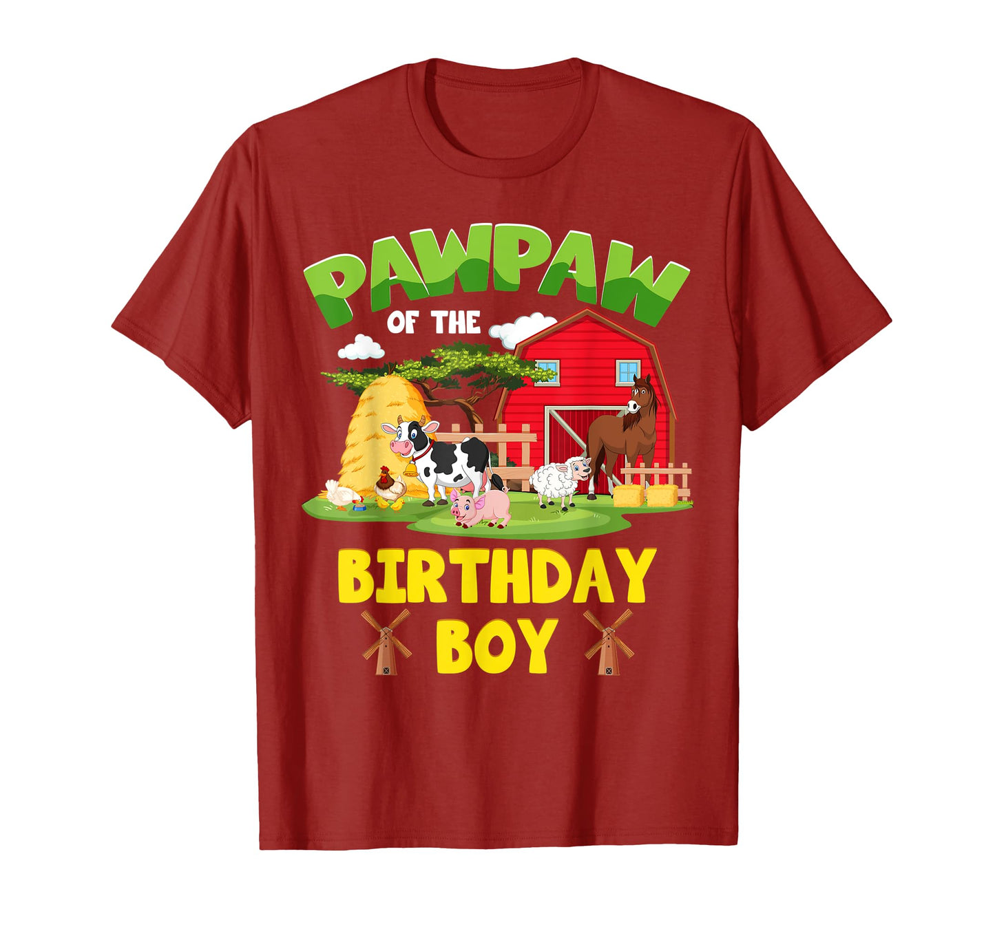 Pawpaw Of The Birthday Boy Farm Animals Barnyard Party T-Shirt