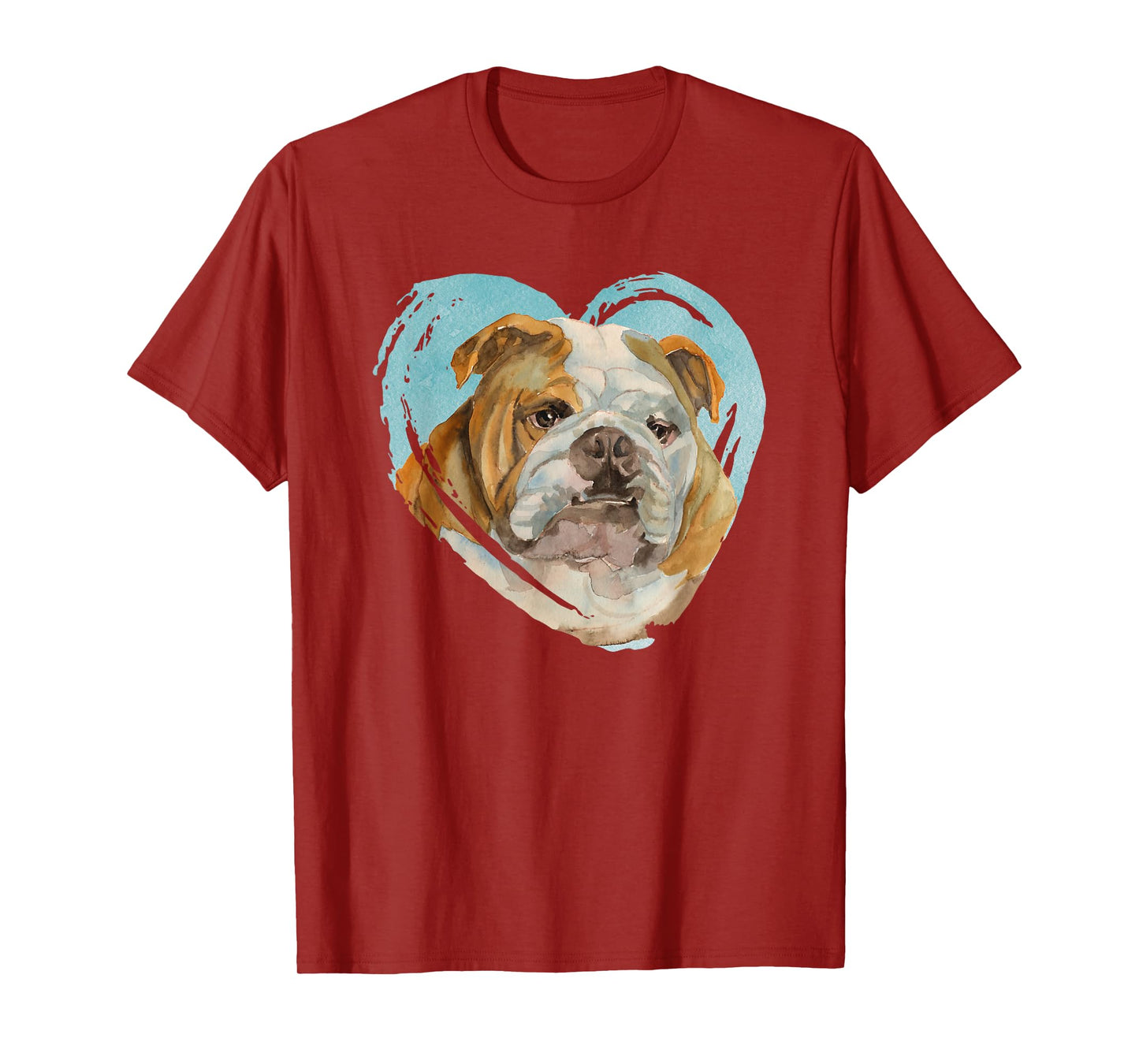 English Bulldog Portrait - Watercolor Dog Graphic Men Women Girls Kids T-Shirt