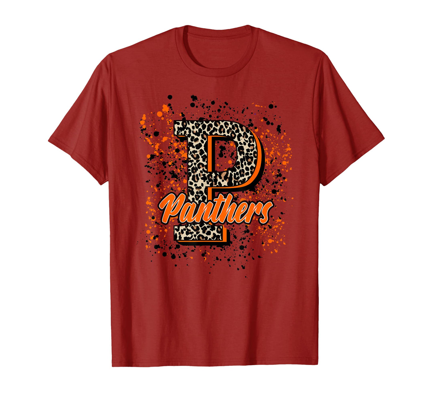 Panthers Mascot Orange and Black School Spirit T-Shirt
