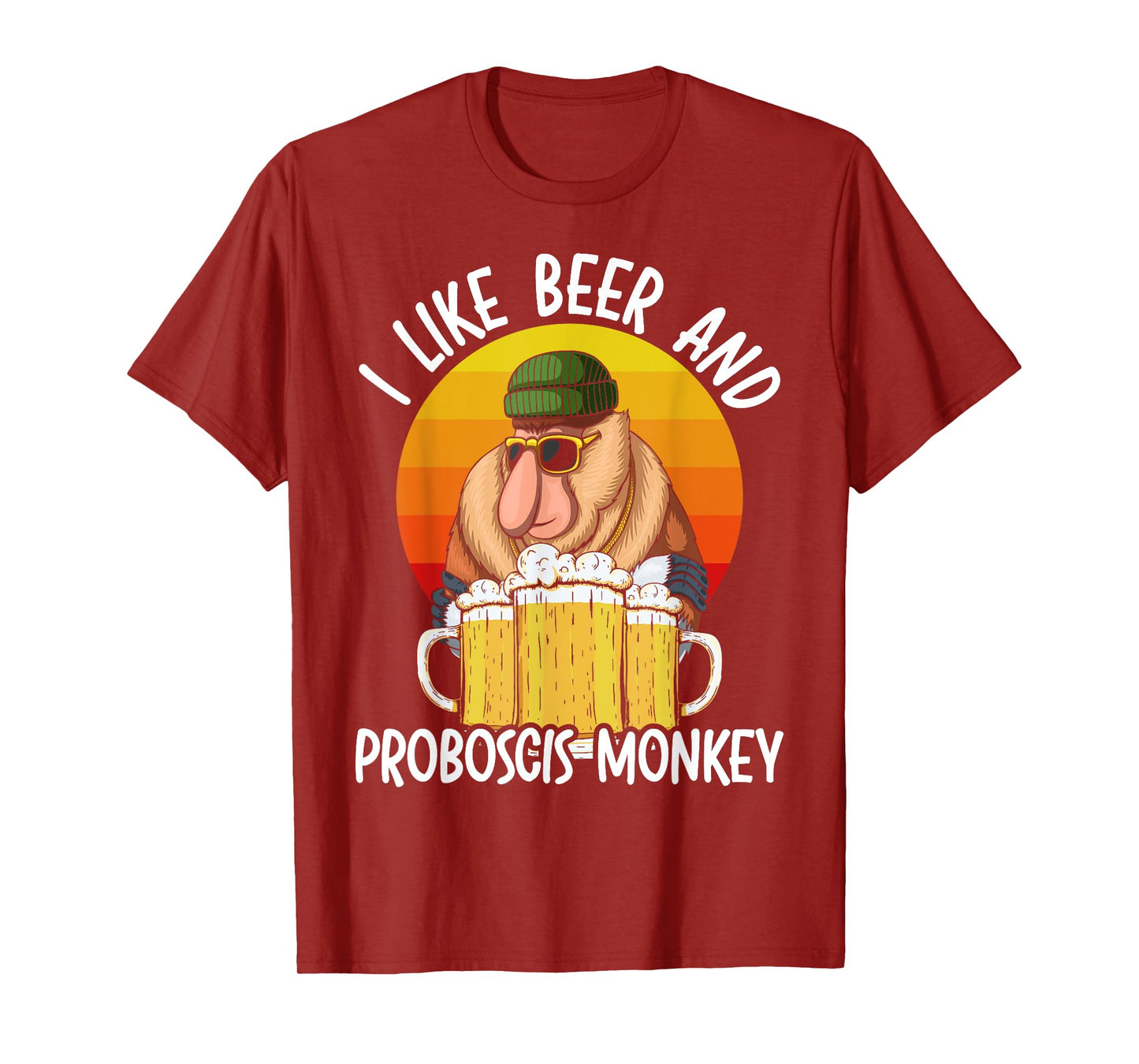 I Like Beer And Proboscis Monkey Wildlife Animal Zookeeper T-Shirt