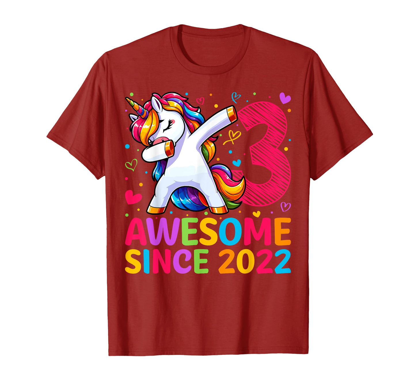 3 Year Old Unicorn Dabbing 3rd Birthday Girl Party T-Shirt