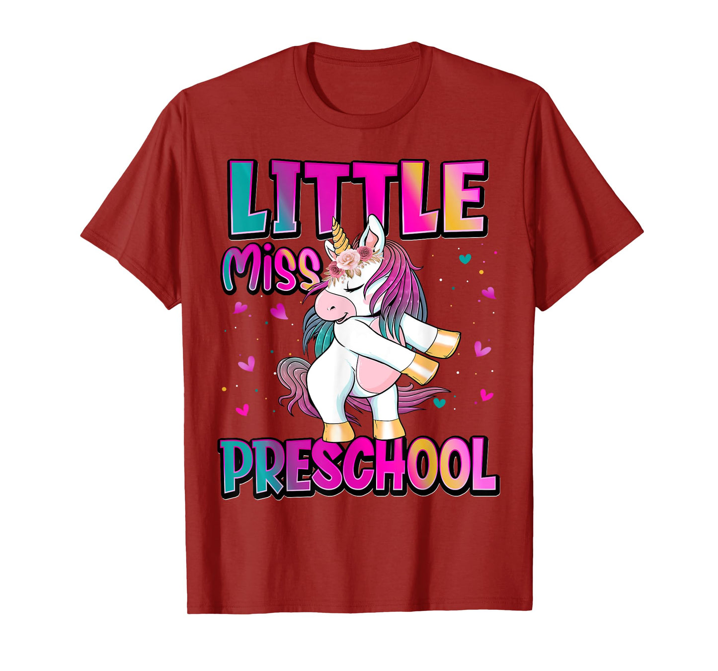 Little Miss Preschool Back To School Girls Preschool Unicorn T-Shirt