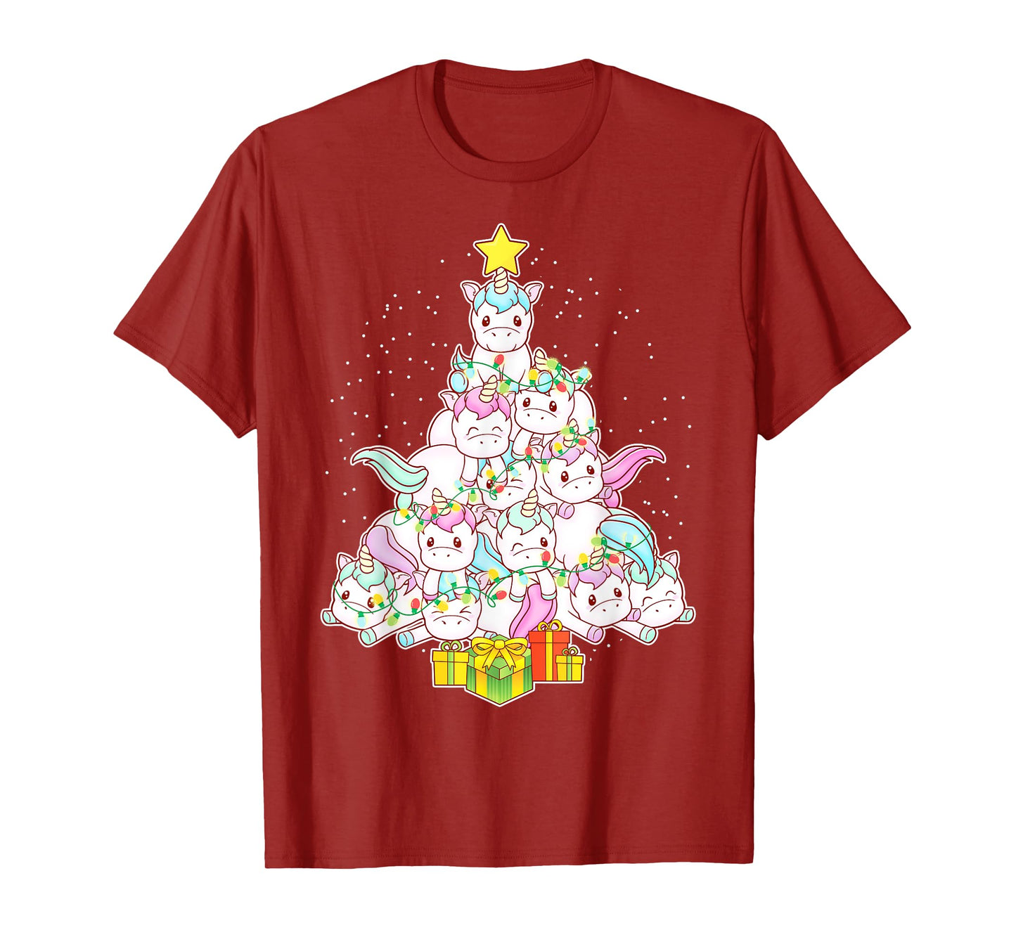 Unicorns Christmas Tree Unicorn Cute Girls Women Mom Kids T-Shirt