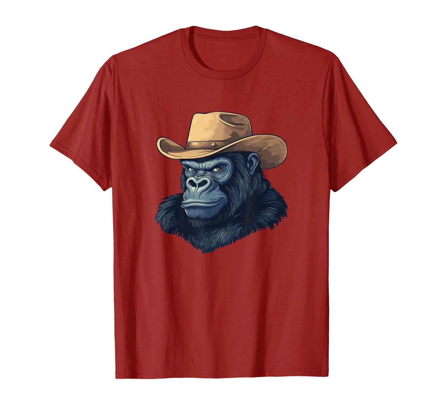 Fun Gorilla Face with Cowboy Hat for Rodeo Monkey T-Shirt