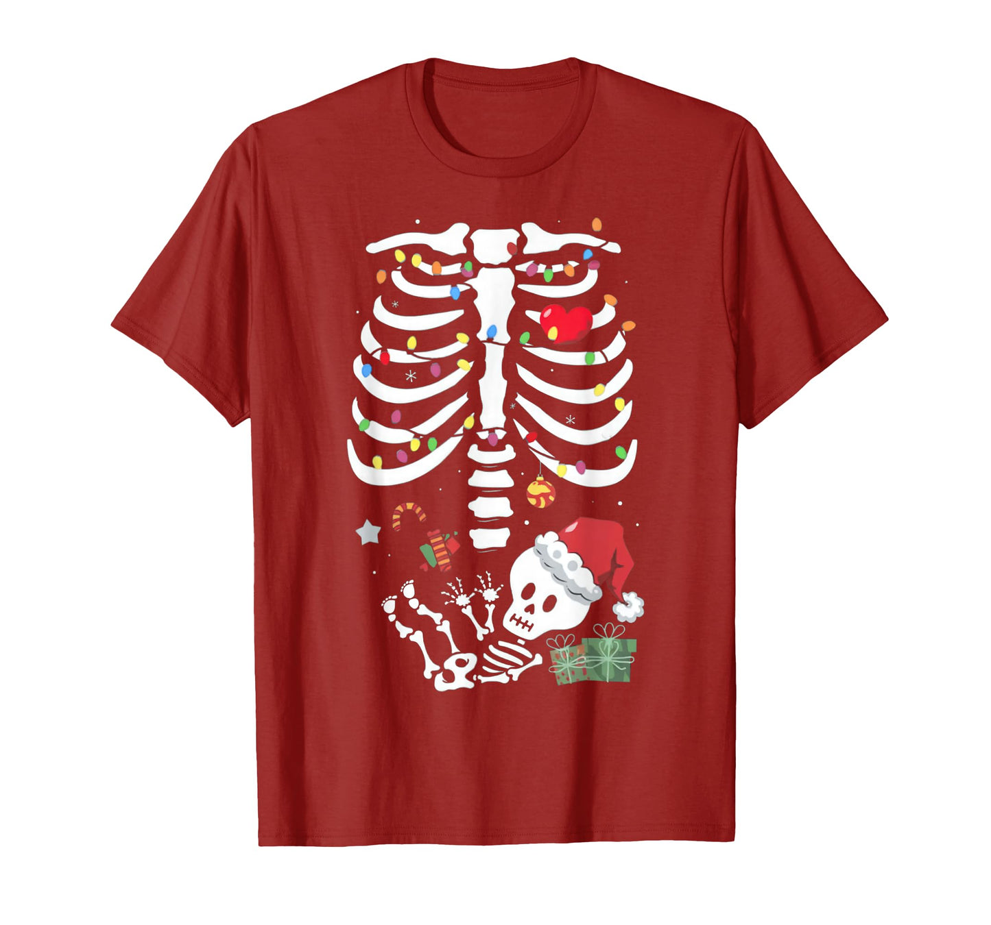 Cute Skeleton Baby Xmas Maternity Mom Pregnancy Christmas T-Shirt